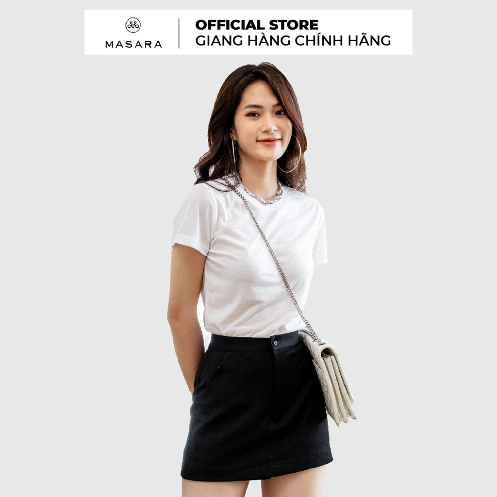 Áo thun Masara chất liệu VISCO cổ tròn màu trắng