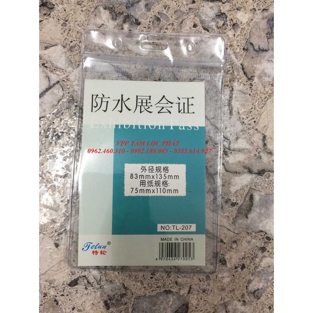 SỈ 100 BAO THẺ TÊN 207  chống thấm nước, KT 83*135mm - Thẻ đeo nhân viên