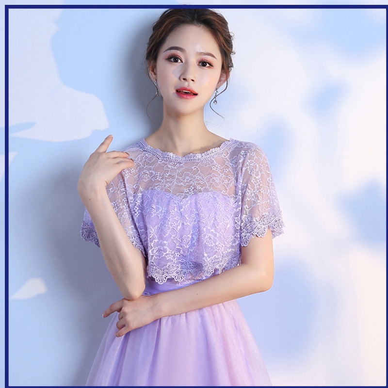 Khăn choàng vải tuyn phối ren mỏng cho cô dâu
 | BigBuy360 - bigbuy360.vn