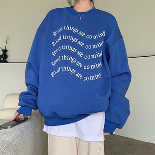Áo Sweater Tay Dài Dáng Rộng In Chữ Kiểu retro Mỹ Xinh Xắn Cho Nữ
