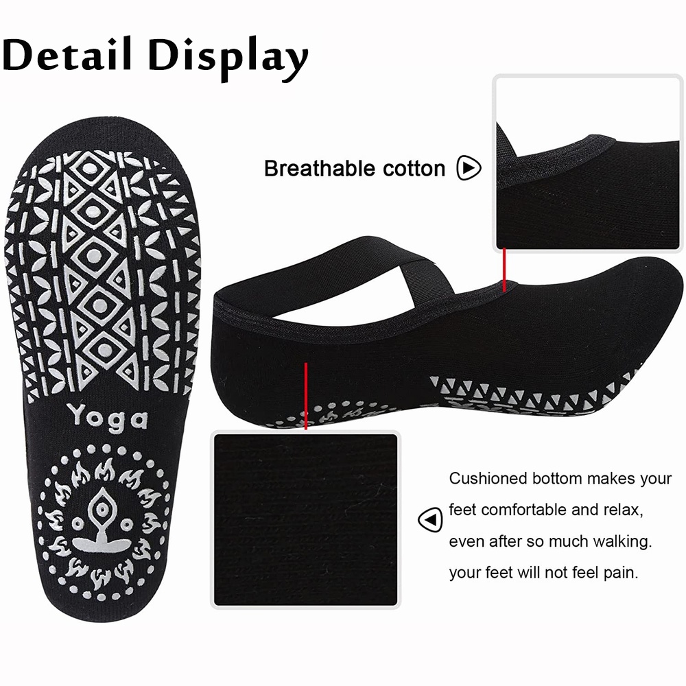 Set 4 Đôi Vớ Chống Trượt Tập Yoga Tiện Dụng Cho Nữ