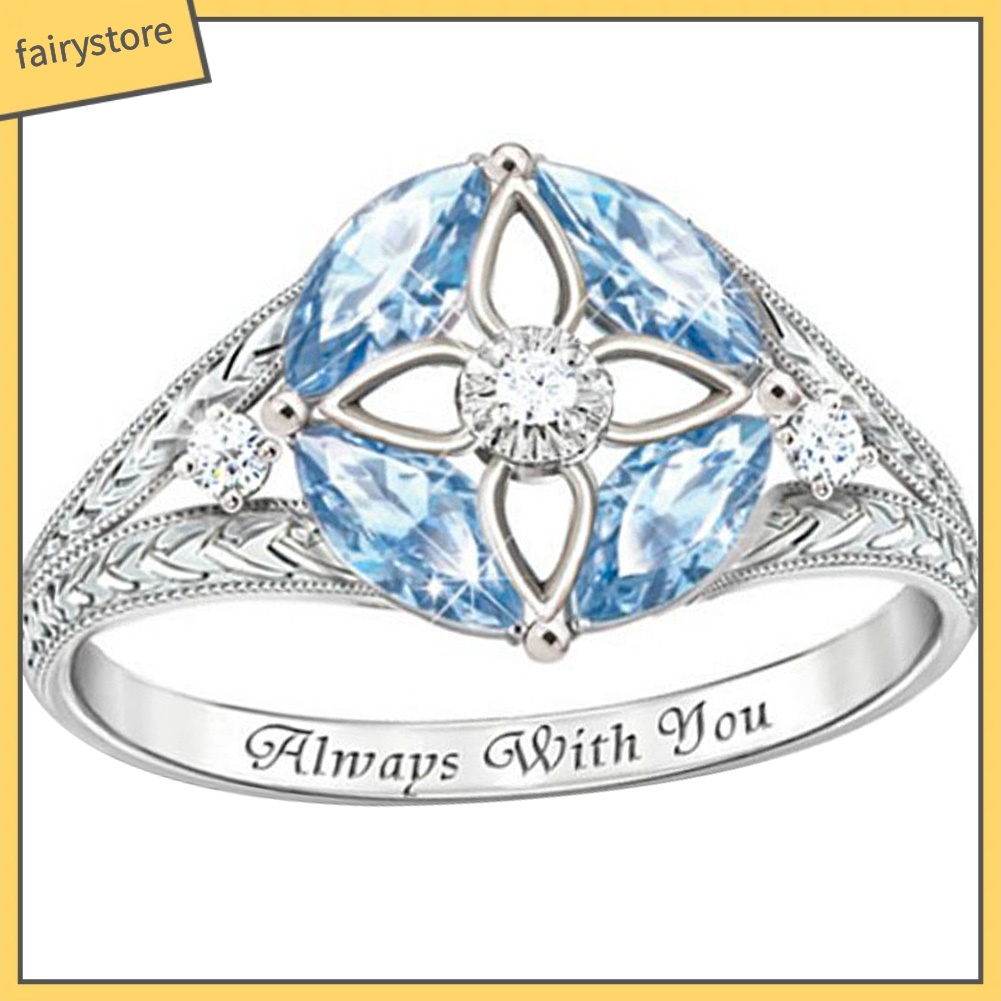 Nhẫn Hợp Kim Đính Đá Sapphire Nhân Tạo Sang Trọng Cho Nữ