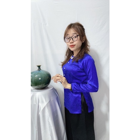 Áo bà ba truyền thống cổ tròn tay dài vải gấm cao cấp,  # set bà ba miền tây,  #bà ba gấm lụa- có bán áo lẻ