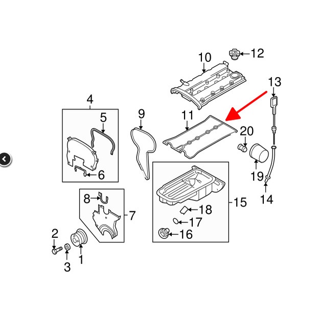 Gioăng nắp giàn cò xịn GM chính hãng Nubira/ Lacetti 1.6/Cruze 1.6 - Mã phụ tùng 96353002