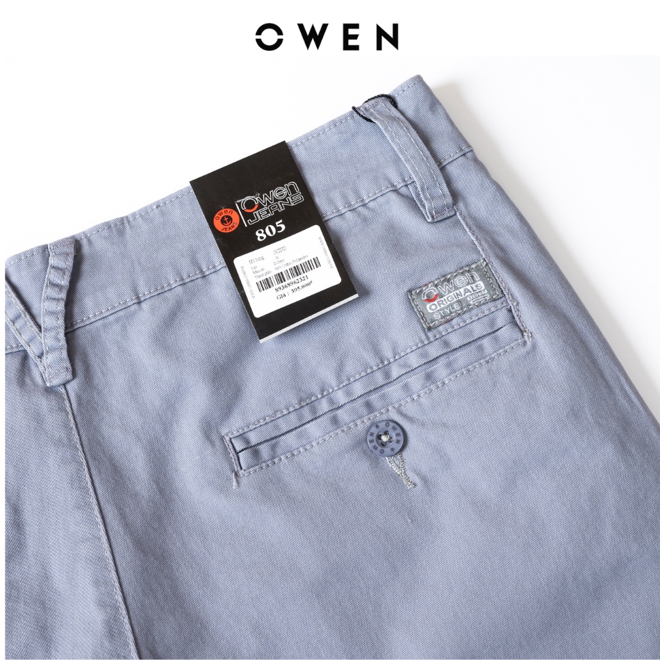 Quần short nam kaki Owen màu ghi, chất liệu vải cotton cao cấp, co giãn, trẻ trung, dáng slimfit năng động