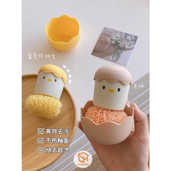 Dụng Cụ Rửa Bát Đĩa Cọ Chà Xoong Nồi Hình Con Vịt Cute Cam Homeware