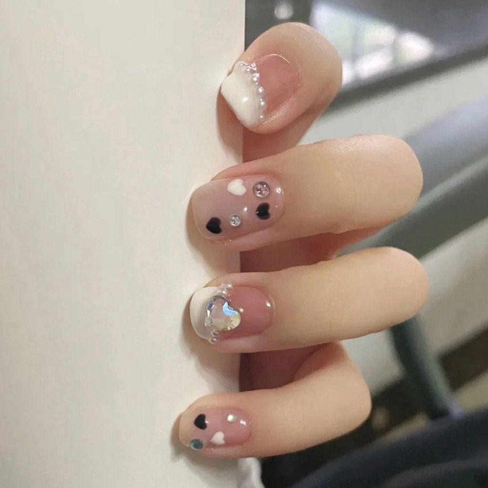 Bộ 24 Móng Tay Giả Đầu Tròn / Vuông Có Thể Tháo Rời Ốp