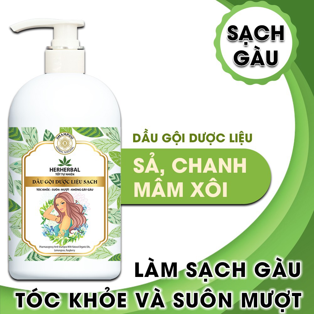 Dầu gội thảo dược giảm gàu chống rụng mượt tóc HERHERBAL ❤️FREESHIP❤️chứa dược liệu sạch và tinh dầu thiên nhiên 316g