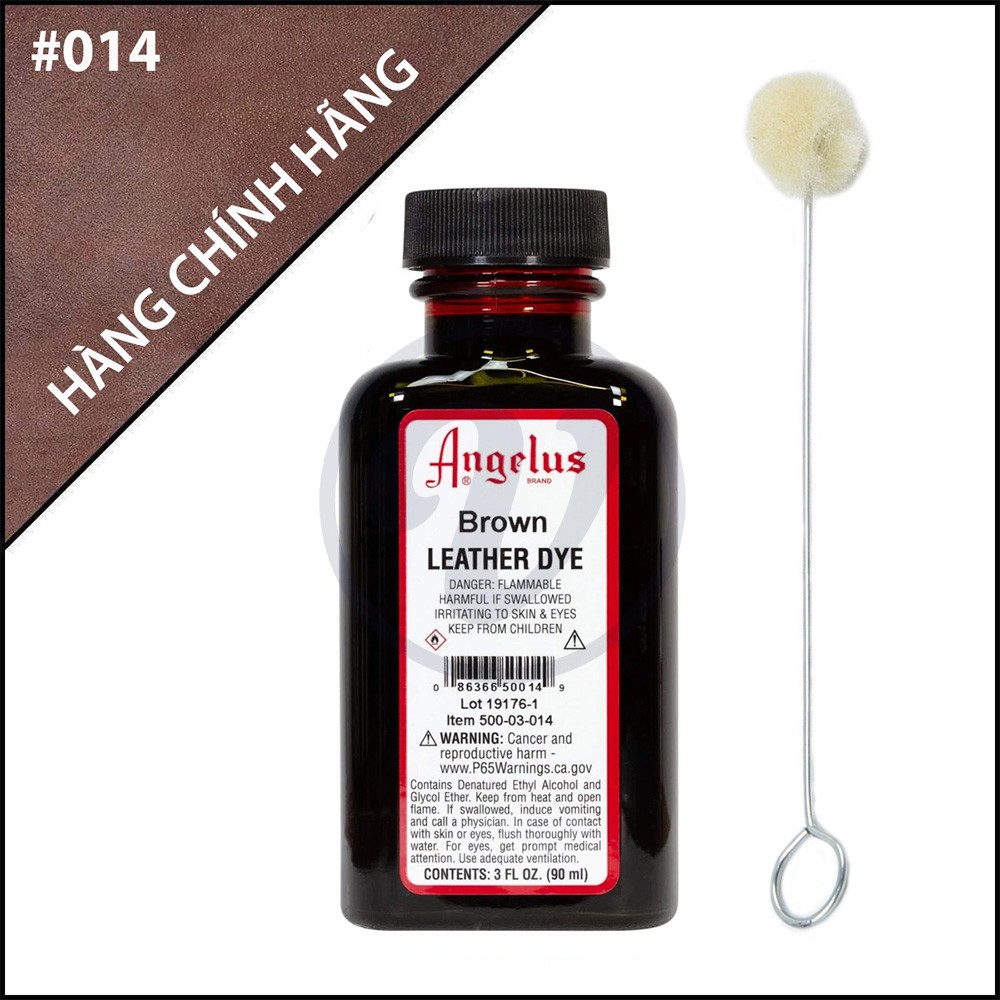 Brown 014 - Màu nhuộm đồ da cao cấp ANGELUS Leather Dye 90ml (3Oz)