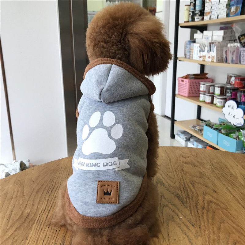 ♙▩✿Ngoại thương hóa đơn ban đầu quần áo vật nuôi mùa thu và đông cho chó khoác hoodie đệm bông len hai chân mèo