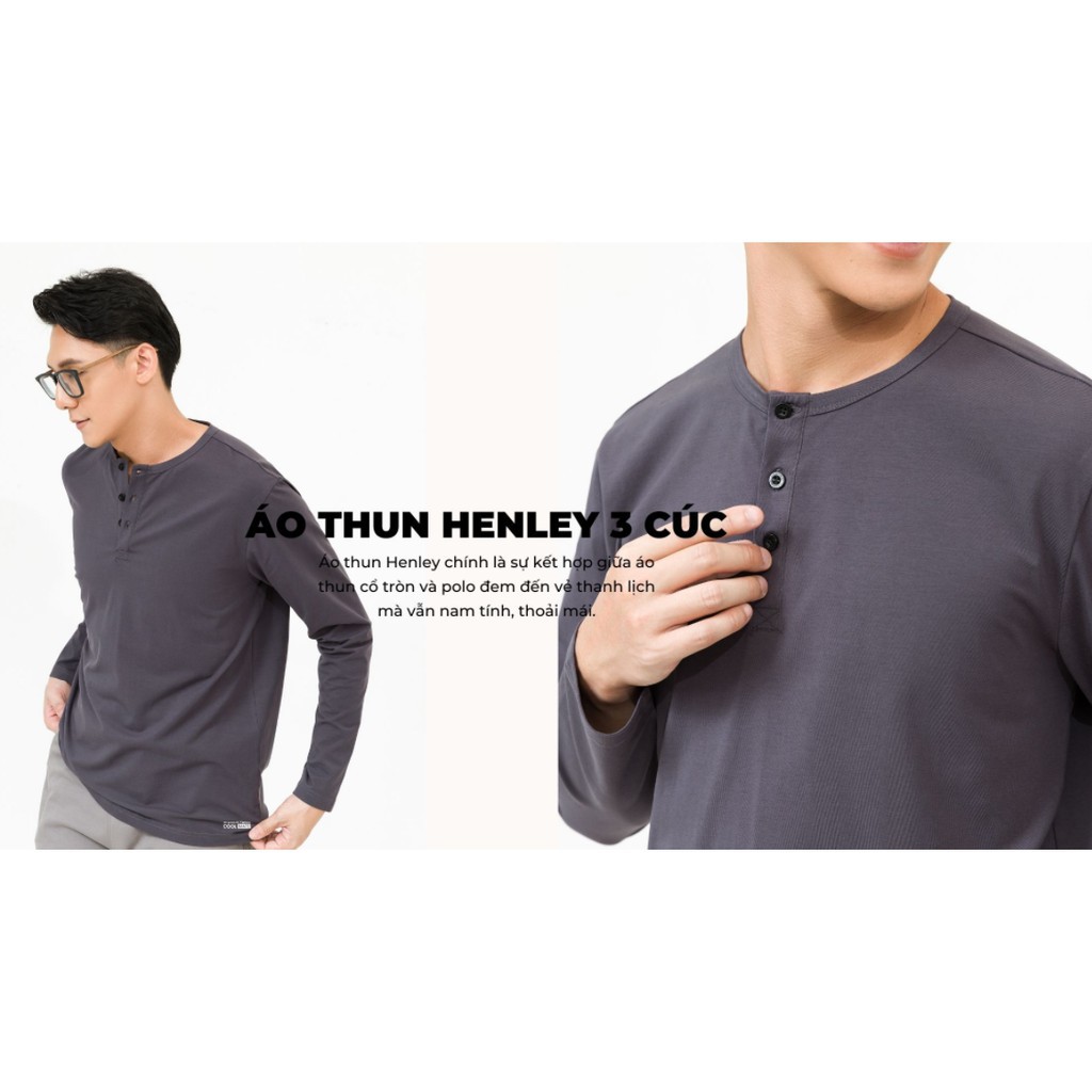 Áo thun nam dài tay Prime Henley Cotton Compact Premium thương hiệu Coolmate ❤️