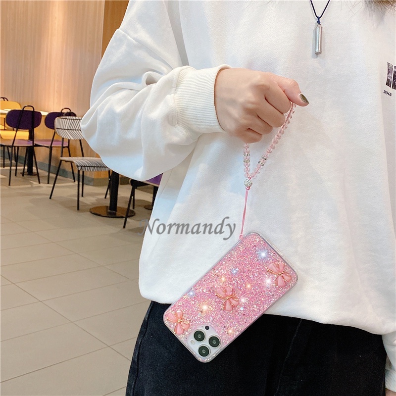 Ốp điện thoại có dây đeo đính hạt đá hình bướm lấp lánh 3D cho OPPO Reno8 8Z 8Pro Reno 8 7 7Z 7Pro 6Z 6 Z Pro 5G 4G