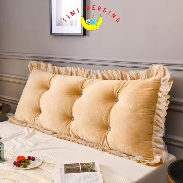 Gối kê đầu giường đính khuy hình chữ nhật mềm mại, êm ái kích thước 1,6m và 1,8m - Timibedding