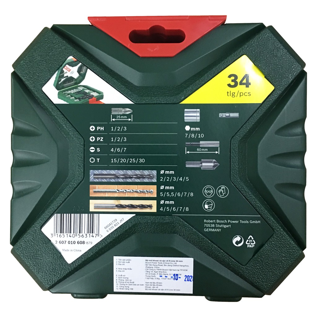 Bộ mũi khoan và vặn vít Bosch X-Line 34 chi tiết