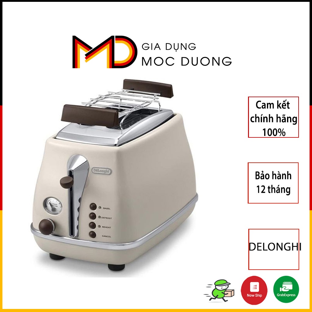 Máy nướng bánh mì DELONGHI Icona Vintage CTOV 2103.BG màu be, công suất 900W