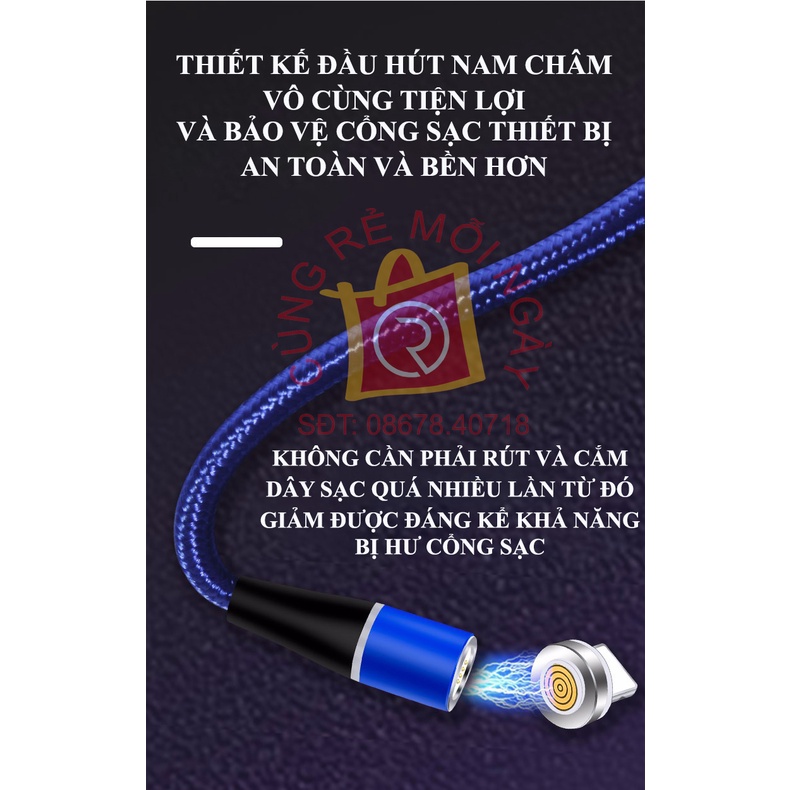 Dây cáp sạc nam châm ip,cáp đầu sạc nam châm Type C,Micro USB,Sạc nhanh 3A,đầu 7 pin hỗ trợ truyền dữ liệu
