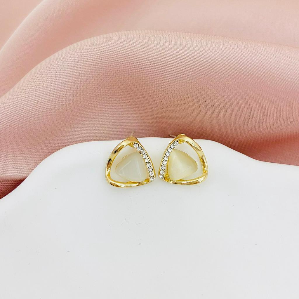 Bông tai bạc mạ vàng phong cách Hàn Quốc - Khuyên hoa tai nữ đẹp cổ điển iLita