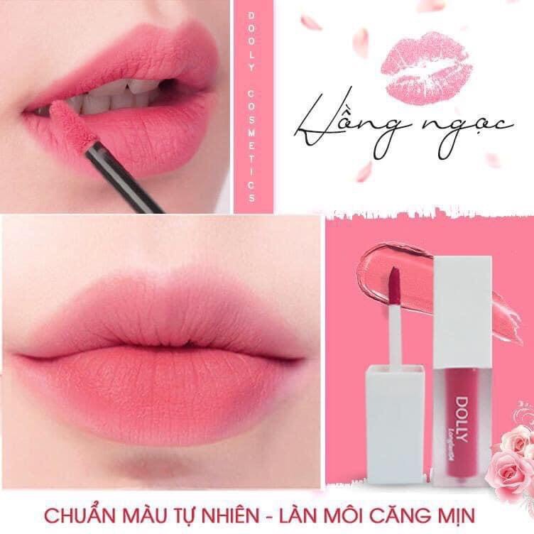 Hồng Ngọc - Son Kem Lì Dolly Không Chì Mềm Môi Màu Hồng Ngọc Ngọt Ngào