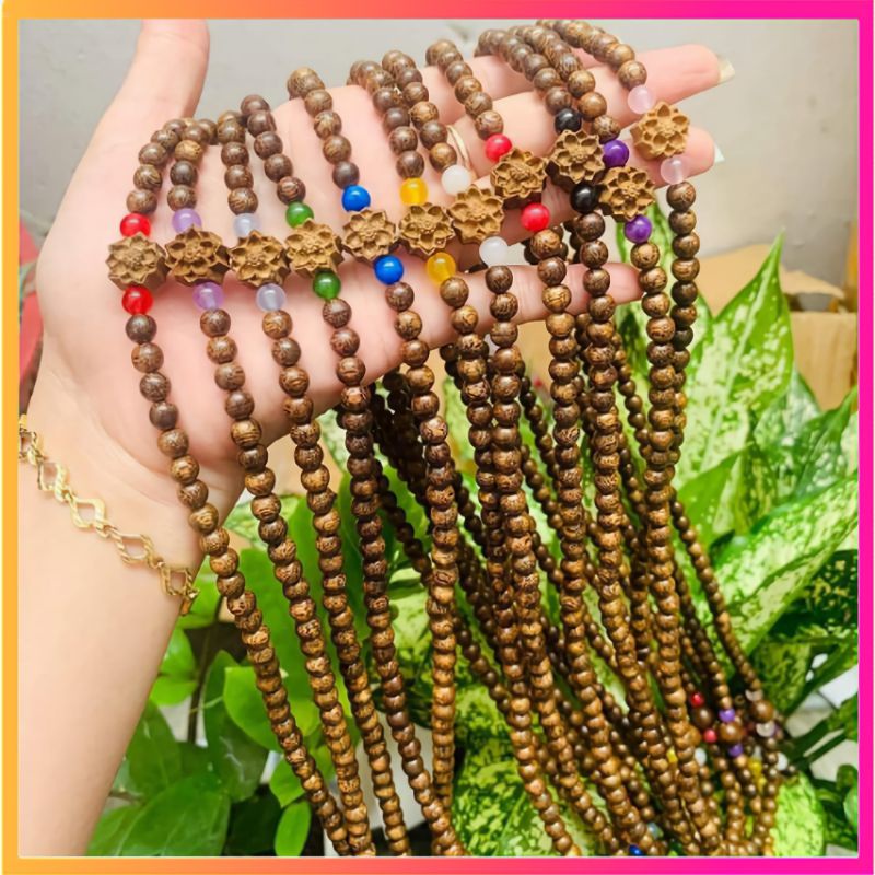 Vòng Tay Trầm Hương Chuỗi 108 Hạt Trầm Hương Mix Sen Đá Mắt Mèo - 15