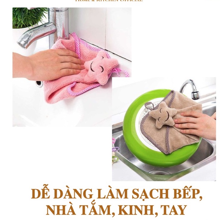 Khăn lau tay treo tường hình ngôi sao chất liệu vải làm sạch lớn 43 x 23 cm