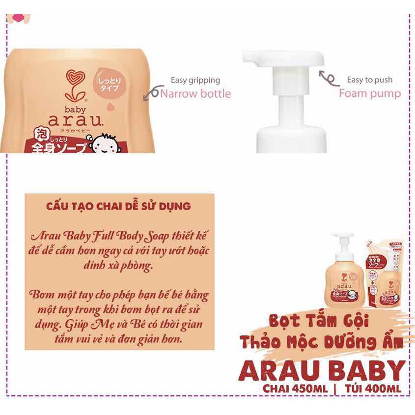 Bọt tắm gội thảo mộc Arau Baby dưỡng ẩm 450ml