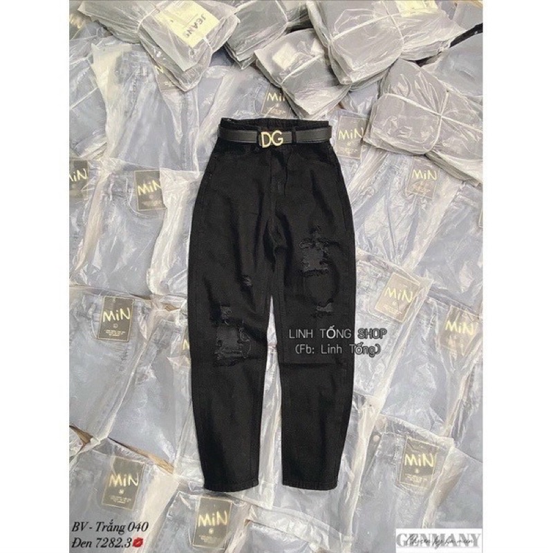 Quần baggy bò đen rách kiểu mới ms522