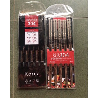Set 5 đôi - Đũa Inox 304 Cao Cấp Hàn Quốc