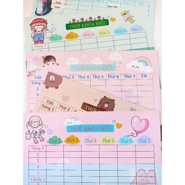 Thời khoá biểu dễ thương + tặng kèm sticker môn học