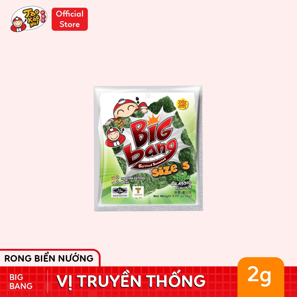 Snack rong biển ăn liền TaoKaeNoi BIG BANG 2g Lốc 24 gói