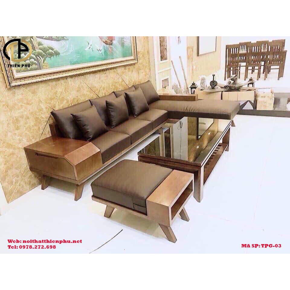 Sofa gỗ cao cấp TPG-03 chữ L phong cách hiện đại
