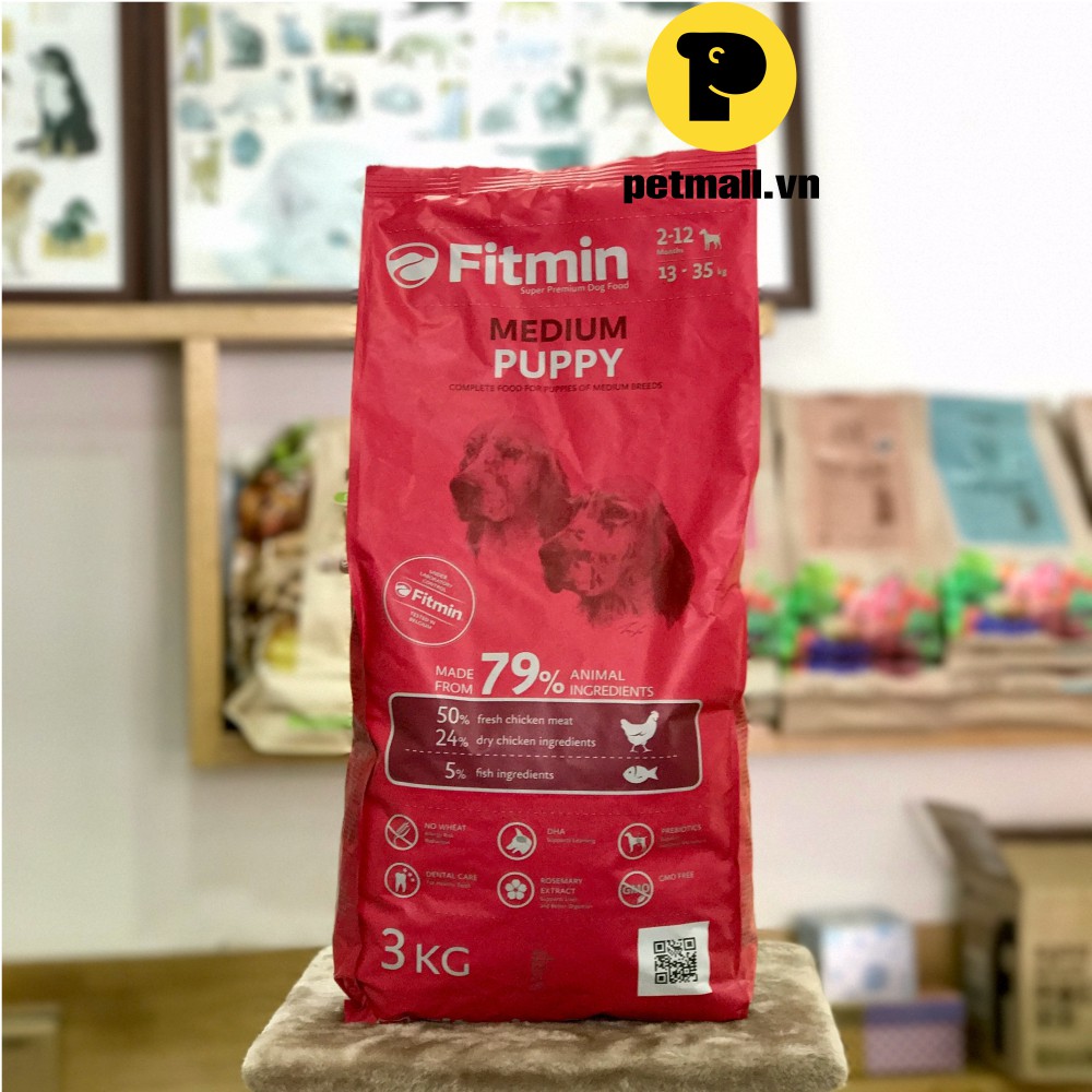 Thức ăn chó FITMIN Medium Puppy 3kg - chó con giống vừa