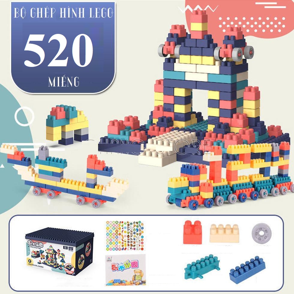 BỘ LEGO 520 CHI TIẾT CHẤT LIỆU CAO CẤP BỀN ĐẸP NHIỀU MẦU SẮC