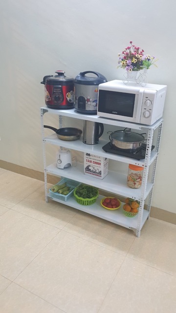 Kệ sắt v lỗ 4 tầng dài 1m rộng 0,3m cao 1,2m màu TRẮNG