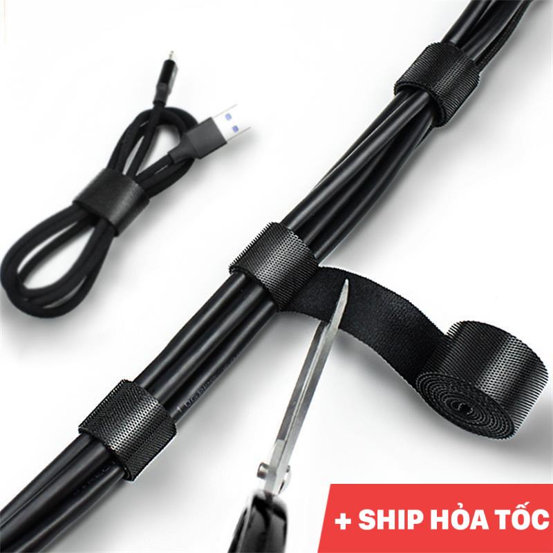Băng dính gai làm gọn dây điện, băng dán gai đa năng băng nhám làm gọn góc PC, dây cáp sạc, tai nghe
