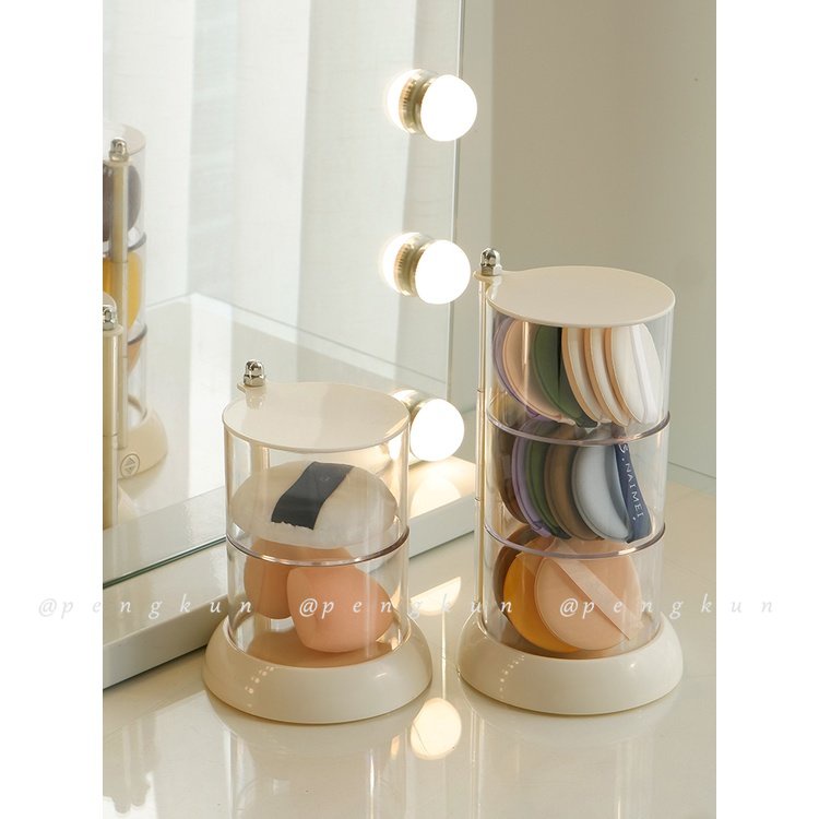 Hộp Đựng Bông Tẩy Trang Nhiều Tầng Hình Tròn Cỡ Lớn Bằng Cotton Trong Suốt Chống Bụi