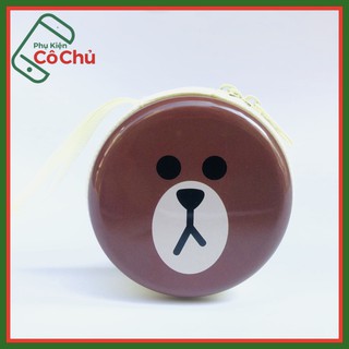 Hộp đựng tai nghe,sạc cáp hộp nhôm- gấu brown