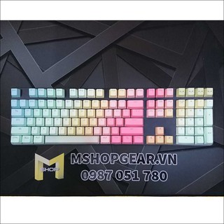 Set keycap pbt Rainbow xuyên led oem profile 108 key