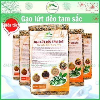 Gạo lứt dẻo Điện Biên tam sắc 1kg Orgafoodgạo lức ăn kiêng giảm cân