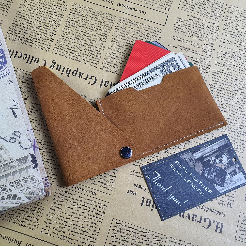 Ví card da bò sáp MN119 - 100% da bò thật, BH 3 năm, ví nhỏ, ví mini