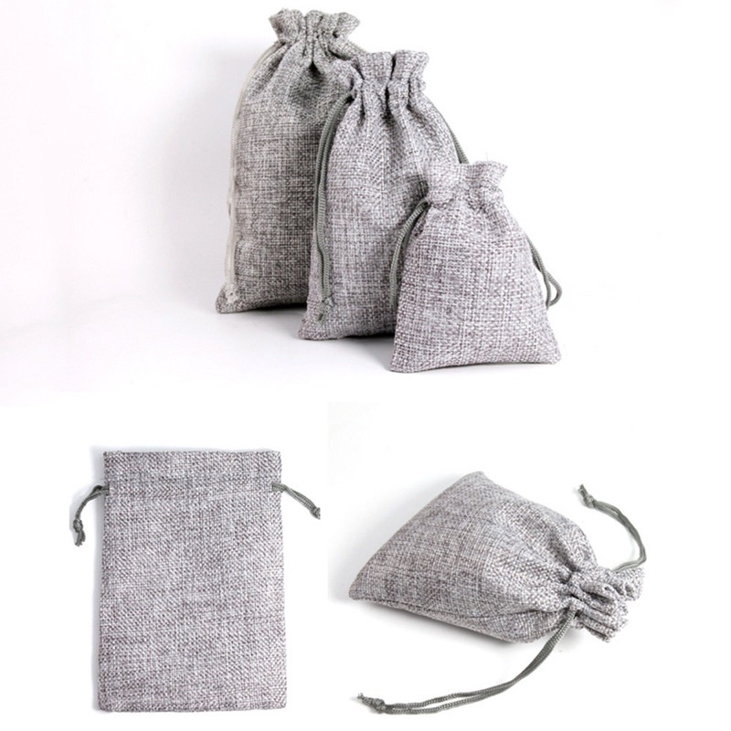 Túi đựng chất liệu vải bố mềm, dây rút, kích thước 13x18cm