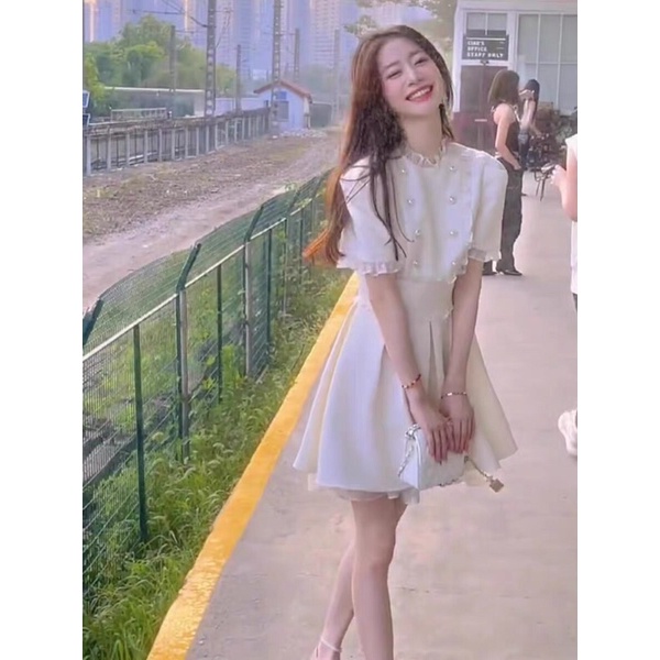 [LanuShop]Đầm pha ren tiểu thư chân váy xoè 2 lớp