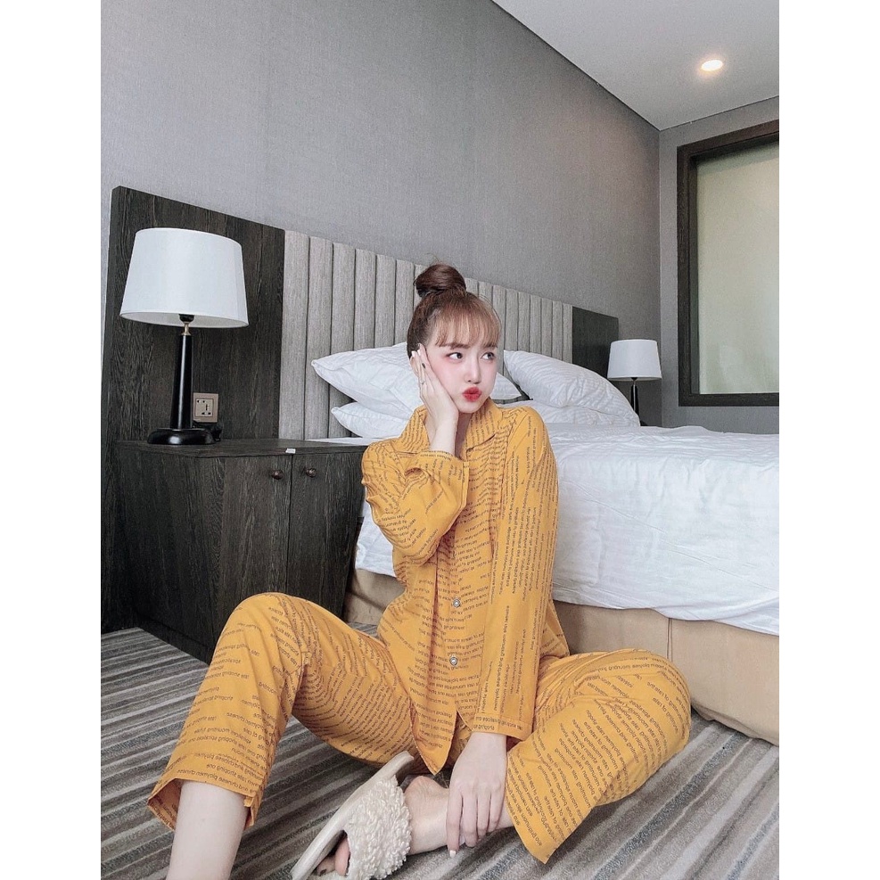 Set Bộ Lụa Mango Phối Chữ Cực Xinh - Mẫu Mặc SP Thật