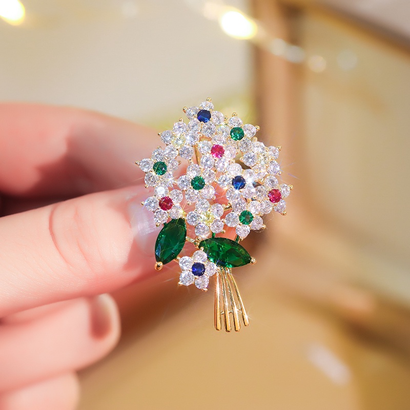 [Jiudolan] Trâm Cài Áo Hình Hoa Pha Lê Nhiều Màu Hàn Quốc Cho Nữ Corsage