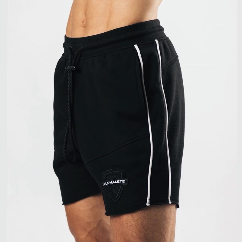 Quần Đùi Gym Alphalete Thun Da cá Logo Thêu Xịn, Chạy Bộ TẬP Gym Fitness Thể Thao Đều Đẹp