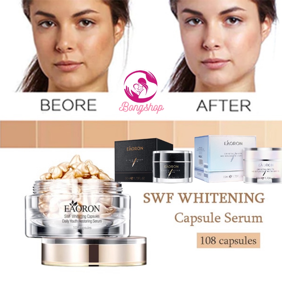 Kem dưỡng Eaoron đêm ngọc trai Shining Cream, Kem ngày tinh thể sáng da Crystal White Brightening, Serum SWF Whitening