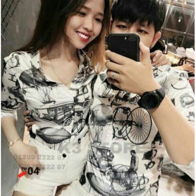 Áo somi cặp áo somi kiểu nam nữ chất lụa cao cấp