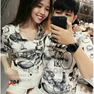 Áo somi cặp áo somi kiểu nam nữ chất lụa cao cấp
