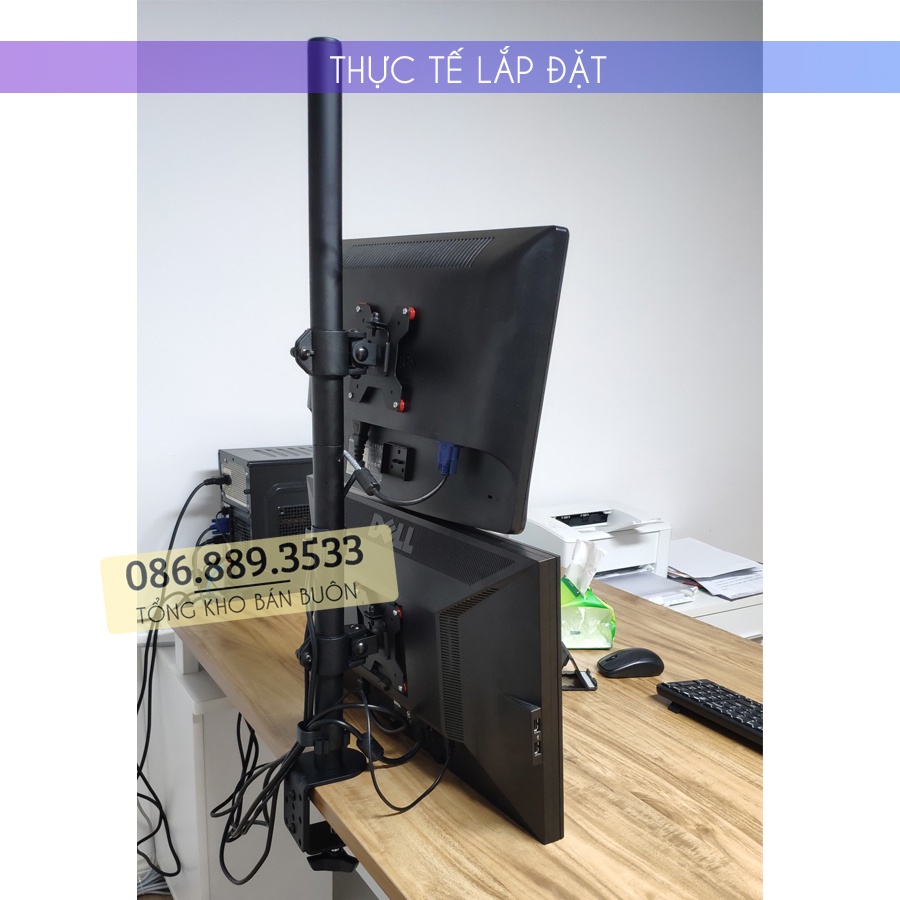 #M063 / Giá Treo Hai Màn Hình Máy Tính ErgoTek E63 17 - 27 Inch Kẹp Bàn - Tay Đỡ Màn Hình Xoay 360 Độ