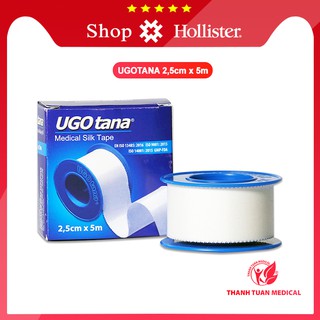 Băng dính cuộn vải lụa y tế UGOTANA 2,5 cm x 5m - Băng keo lụa, dụng cụ sơ cứu y tế, băng gạc hậu môn nhân tạo