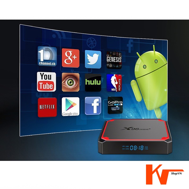Android TV Box x96 mini+, New 2021, S905W4, Ram 2GB, Bộ nhớ 16GB, Wifi 2 băng tần, tặng tài khoản xem phim